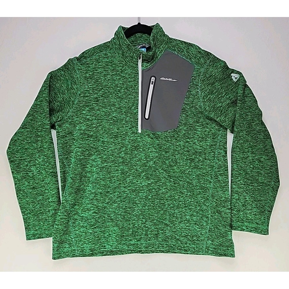 Eddie Bauer Sweatshirt Mens Large Green First Ascent Pullover Fleece 1/2‎ Zip
